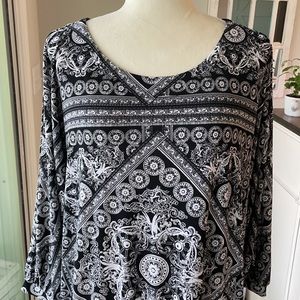 Chico's Black and White Patterned Blouse